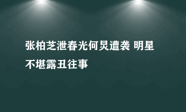 张柏芝泄春光何炅遭袭 明星不堪露丑往事