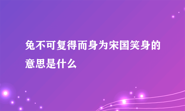 兔不可复得而身为宋国笑身的意思是什么