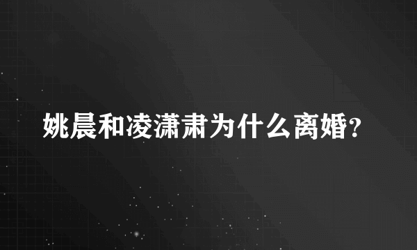 姚晨和凌潇肃为什么离婚？