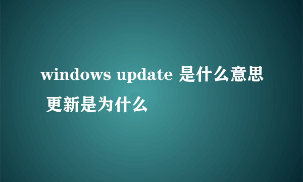 windows update 是什么意思 更新是为什么