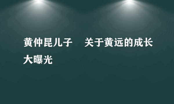 黄仲昆儿子    关于黄远的成长大曝光