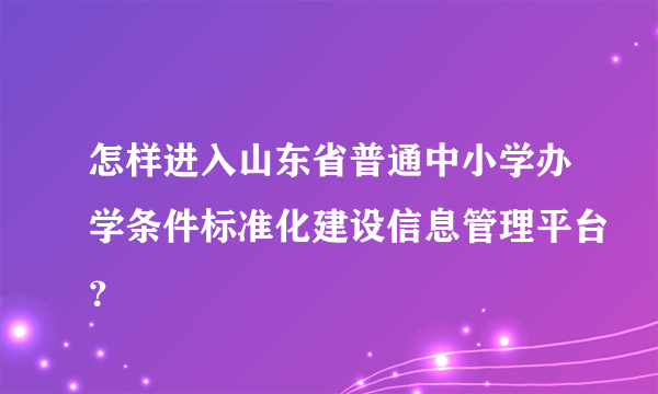 怎样进入山东省普通中小学办学条件标准化建设信息管理平台？