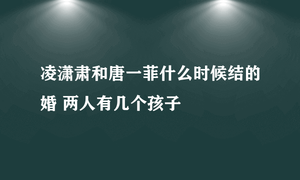 凌潇肃和唐一菲什么时候结的婚 两人有几个孩子