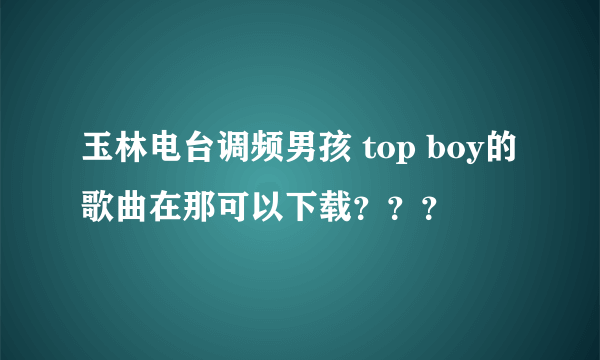 玉林电台调频男孩 top boy的歌曲在那可以下载？？？