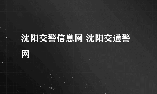 沈阳交警信息网 沈阳交通警网