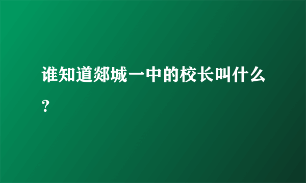 谁知道郯城一中的校长叫什么？