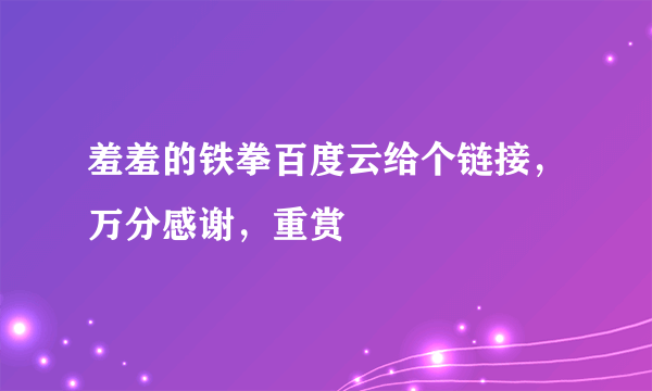 羞羞的铁拳百度云给个链接，万分感谢，重赏