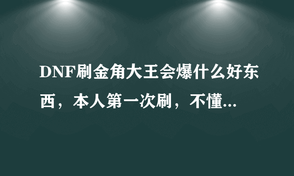 DNF刷金角大王会爆什么好东西，本人第一次刷，不懂，希望各位帮忙