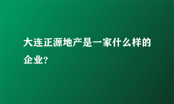 大连正源地产是一家什么样的企业？