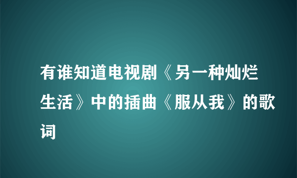 有谁知道电视剧《另一种灿烂生活》中的插曲《服从我》的歌词