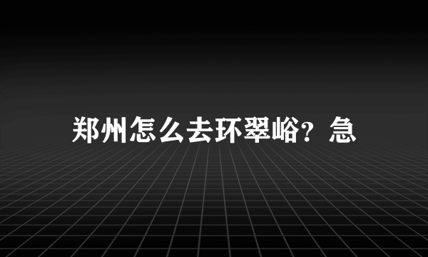 郑州怎么去环翠峪？急