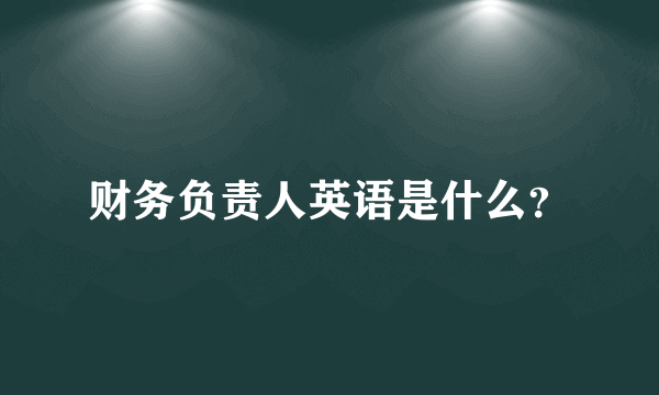 财务负责人英语是什么？