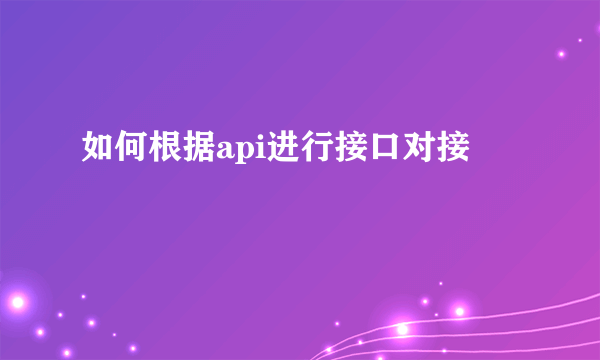 如何根据api进行接口对接