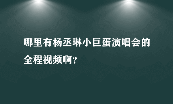 哪里有杨丞琳小巨蛋演唱会的全程视频啊？