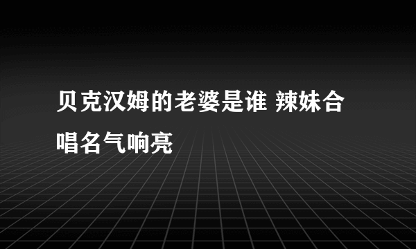 贝克汉姆的老婆是谁 辣妹合唱名气响亮