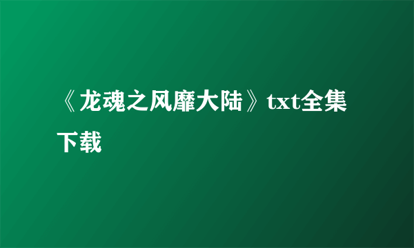 《龙魂之风靡大陆》txt全集下载