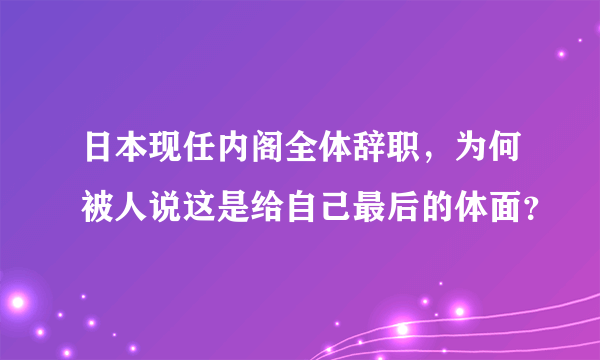 日本现任内阁全体辞职，为何被人说这是给自己最后的体面？