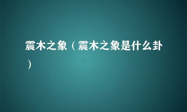 震木之象（震木之象是什么卦）