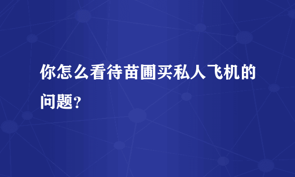 你怎么看待苗圃买私人飞机的问题？