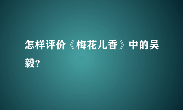 怎样评价《梅花儿香》中的吴毅？