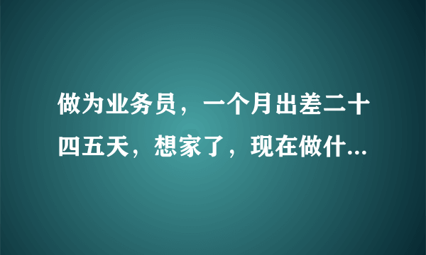 做为业务员，一个月出差二十四五天，想家了，现在做什么事都是一个人，好孤独？