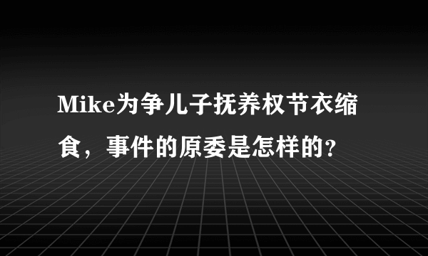 Mike为争儿子抚养权节衣缩食，事件的原委是怎样的？