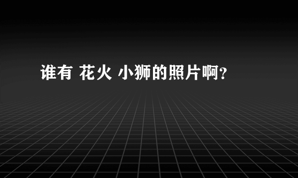 谁有 花火 小狮的照片啊？