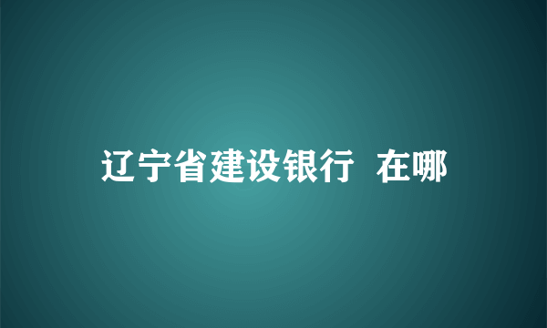 辽宁省建设银行  在哪