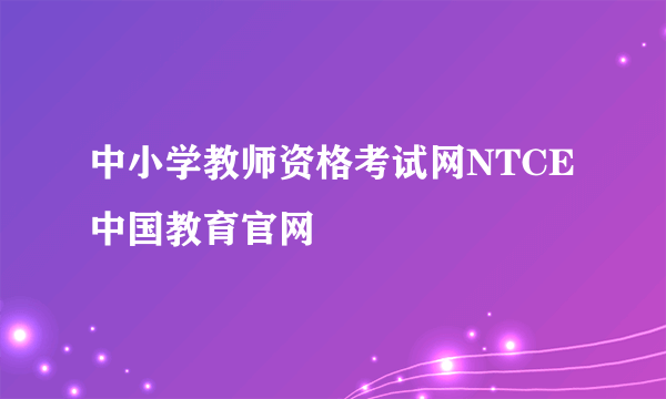 中小学教师资格考试网NTCE中国教育官网