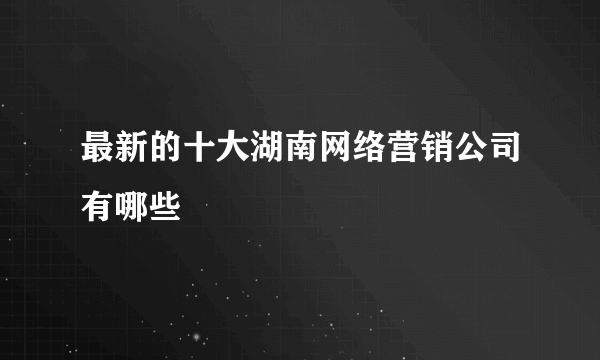 最新的十大湖南网络营销公司有哪些