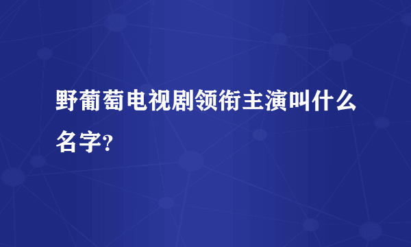 野葡萄电视剧领衔主演叫什么名字？