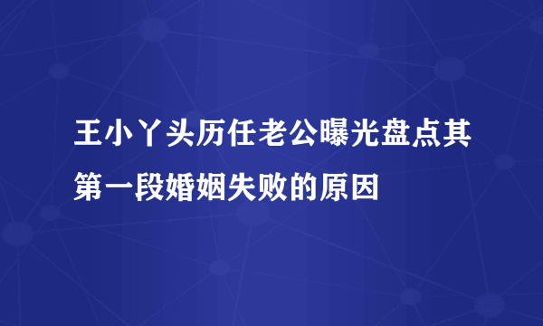 王小丫头历任老公曝光盘点其第一段婚姻失败的原因