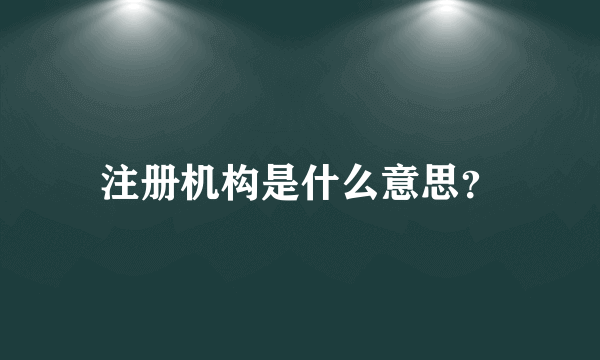 注册机构是什么意思？