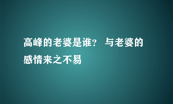 高峰的老婆是谁？ 与老婆的感情来之不易