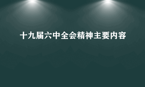 十九届六中全会精神主要内容