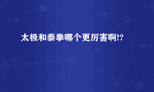 太极和泰拳哪个更厉害啊!?