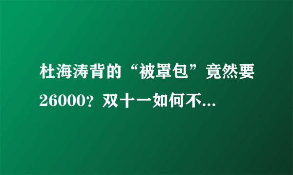 杜海涛背的“被罩包”竟然要26000？双十一如何不花冤枉钱的干货贴？