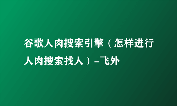 谷歌人肉搜索引擎（怎样进行人肉搜索找人）-飞外