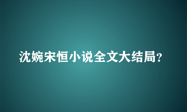 沈婉宋恒小说全文大结局？