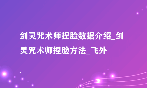 剑灵咒术师捏脸数据介绍_剑灵咒术师捏脸方法_飞外