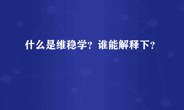 什么是维稳学？谁能解释下？