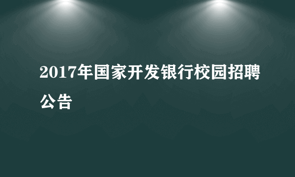 2017年国家开发银行校园招聘公告