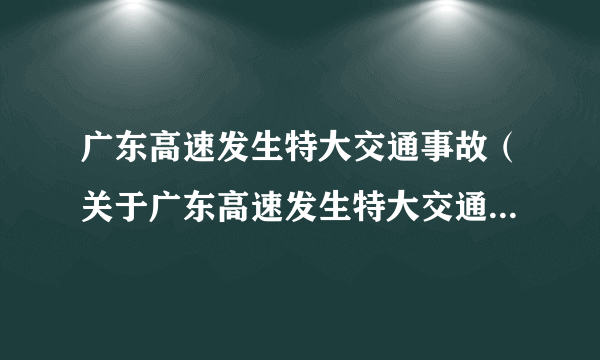 广东高速发生特大交通事故（关于广东高速发生特大交通事故的简介）