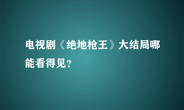 电视剧《绝地枪王》大结局哪能看得见？