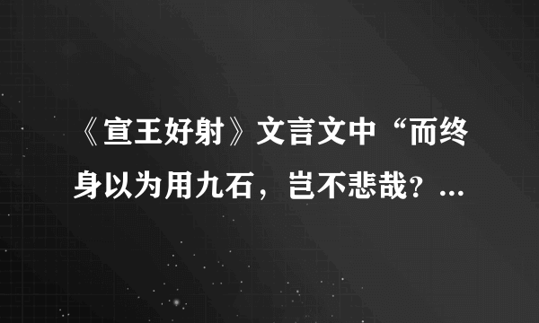 《宣王好射》文言文中“而终身以为用九石，岂不悲哉？”是什么意思