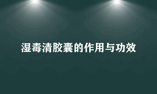 湿毒清胶囊的作用与功效