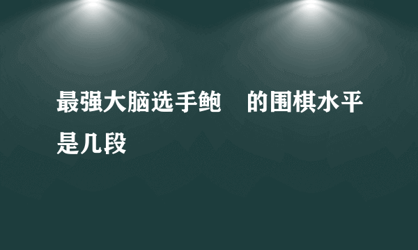 最强大脑选手鲍橒的围棋水平是几段