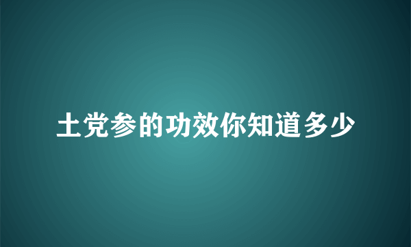 土党参的功效你知道多少