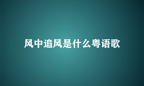 风中追风是什么粤语歌