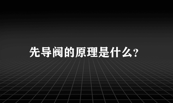 先导阀的原理是什么？